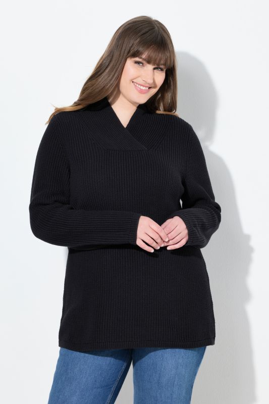 Eco Cotton Shawl Collar Long Sleeve Sweater