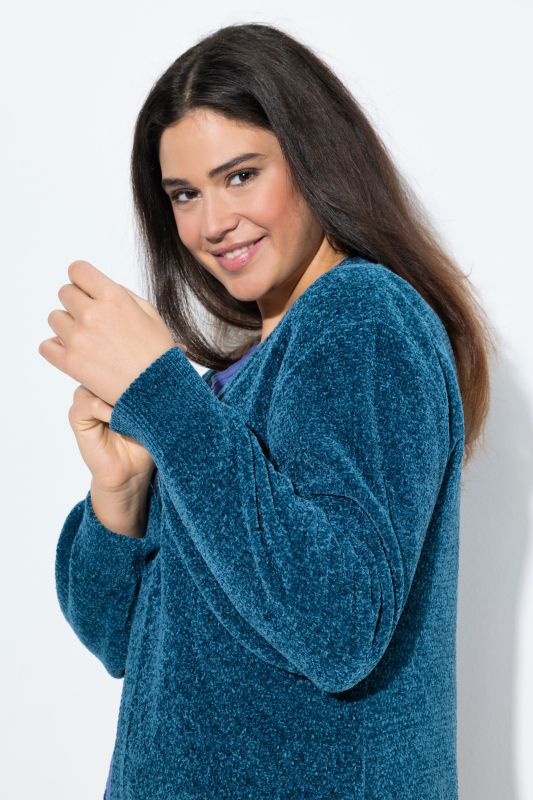 Oversized Chenille Open Shape Cardigan