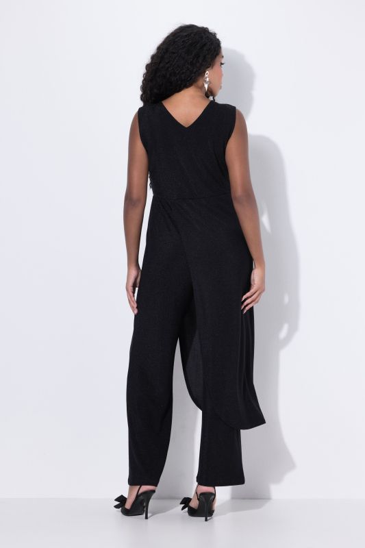 Draped Sleeveless Glitter Jumpsuit