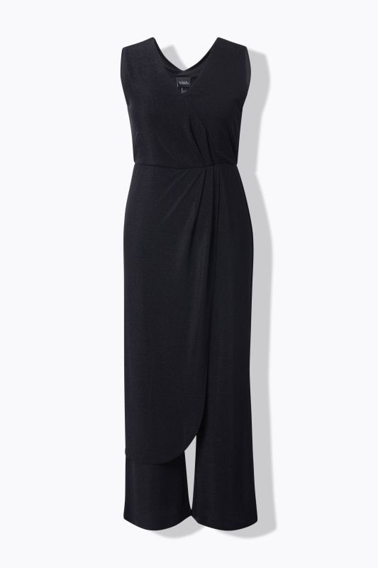 Draped Sleeveless Glitter Jumpsuit