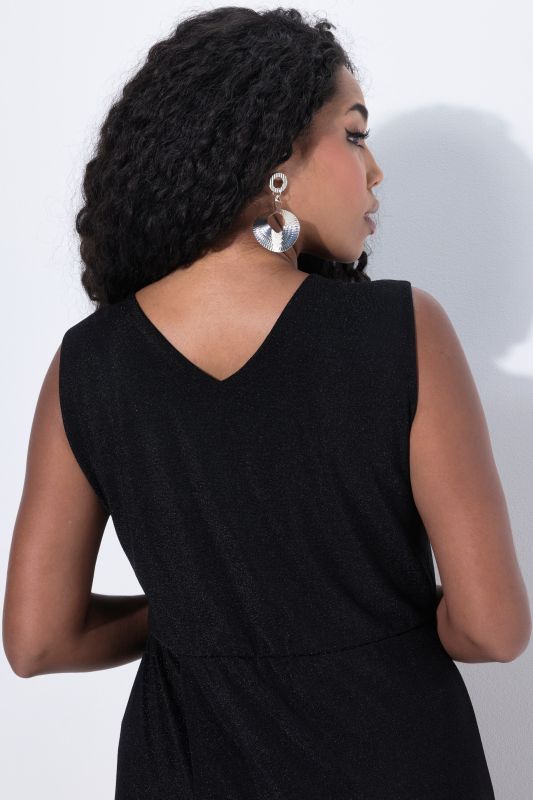 Draped Sleeveless Glitter Jumpsuit