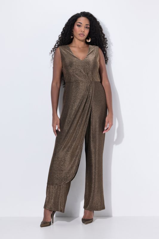 Draped Sleeveless Glitter Jumpsuit