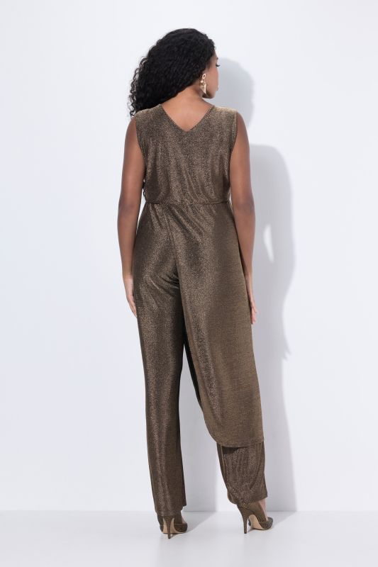 Draped Sleeveless Glitter Jumpsuit