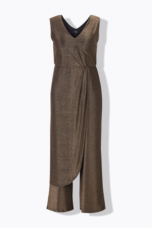 Draped Sleeveless Glitter Jumpsuit
