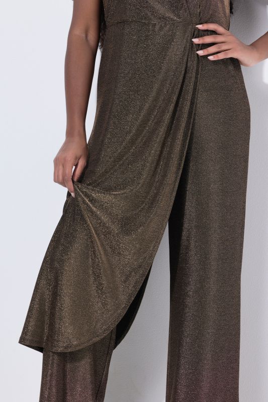 Draped Sleeveless Glitter Jumpsuit