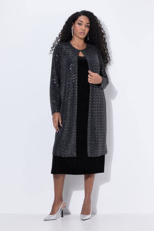 Sequined Longline Open Shape Jacket