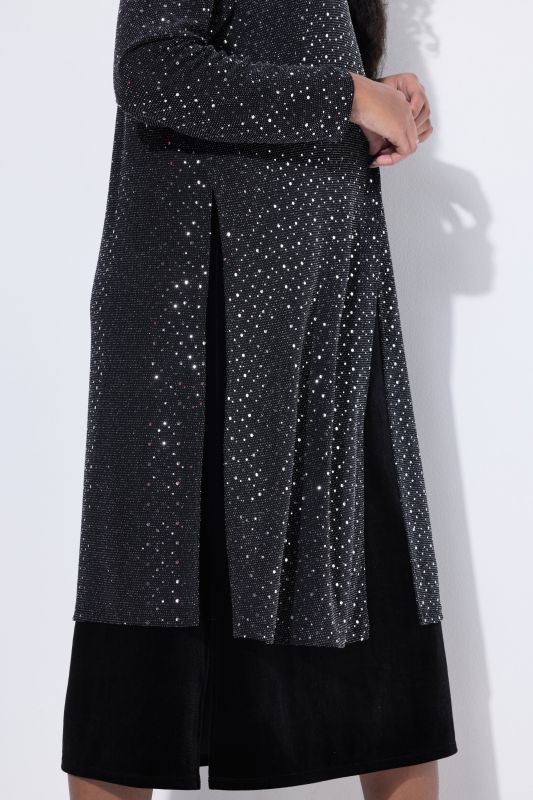 Sequined Longline Open Shape Jacket