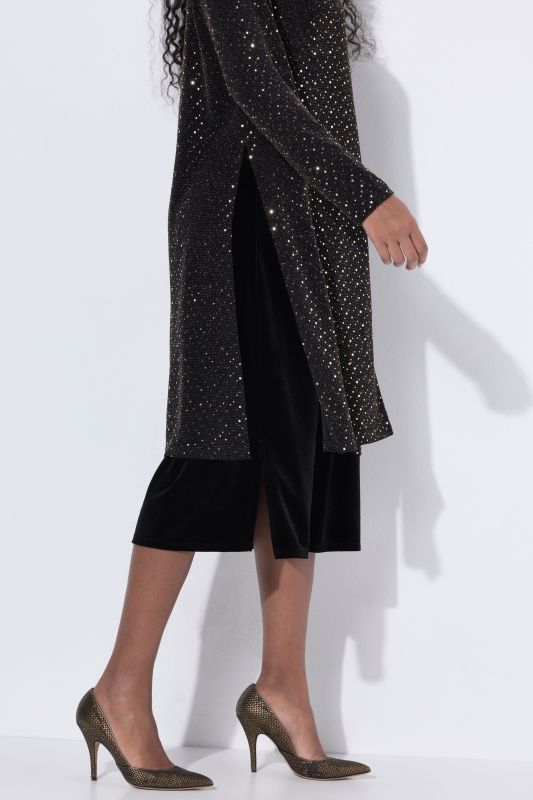 Sequined Longline Open Shape Jacket