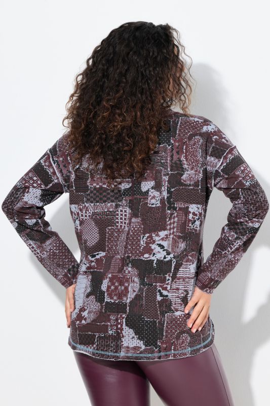 Patch Print V-Neck Sweatshirt