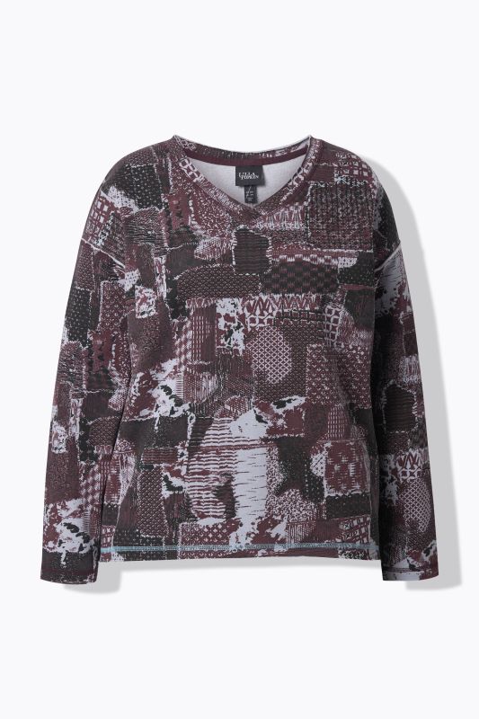 Patch Print V-Neck Sweatshirt