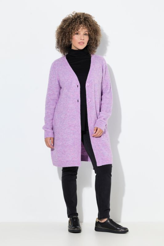 Long Wool Blend Stretch Fit Cardigan