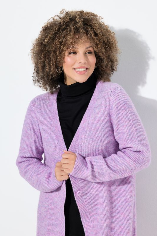 Long Wool Blend Stretch Fit Cardigan