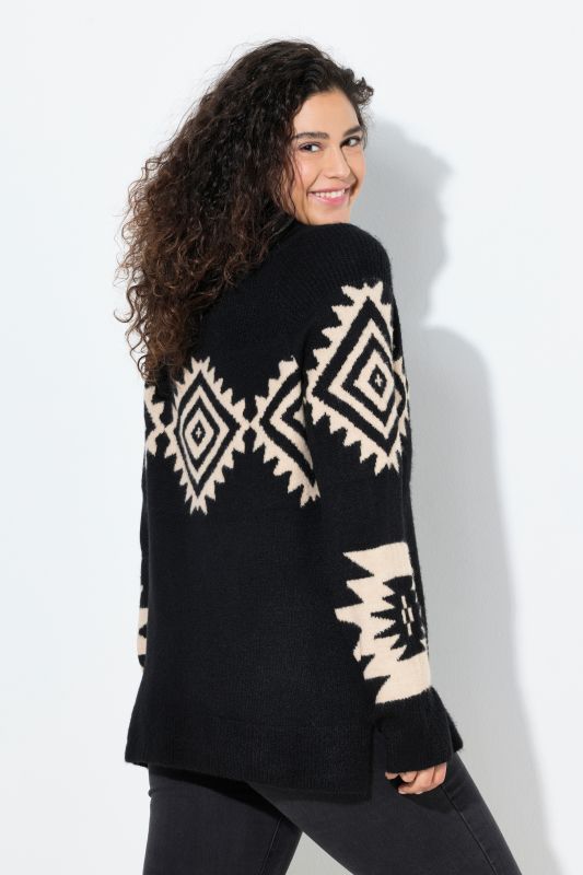 Aztec Pattern Turtleneck Sweater