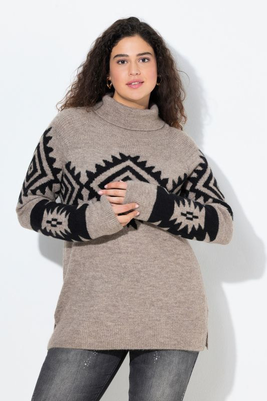 Aztec Pattern Turtleneck Sweater