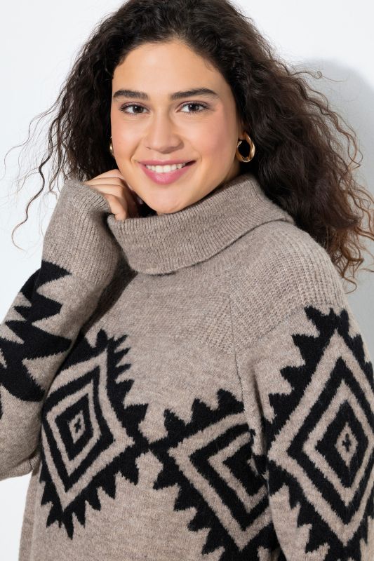 Aztec Pattern Turtleneck Sweater