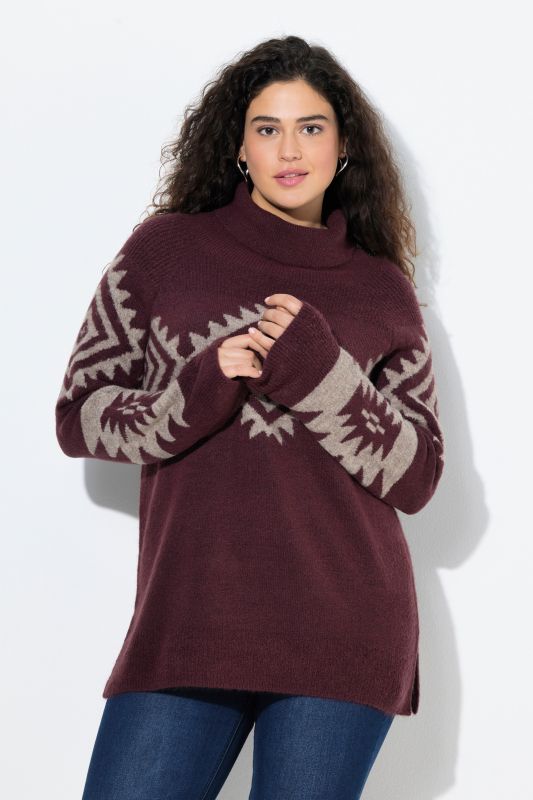 Aztec Pattern Turtleneck Sweater