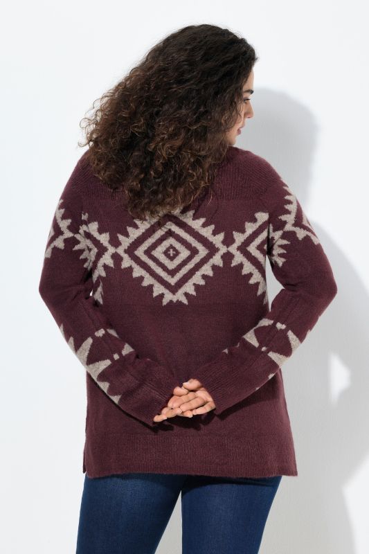 Aztec Pattern Turtleneck Sweater
