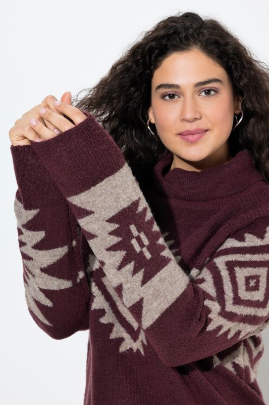 Aztec Pattern Turtleneck Sweater