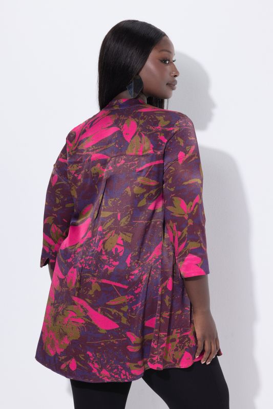 Dusky Bloom 3/4 Sleeve Satin Tunic