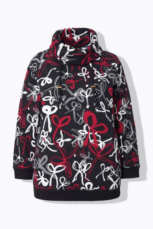 Ribbon Print Turtleneck Sweatshirt