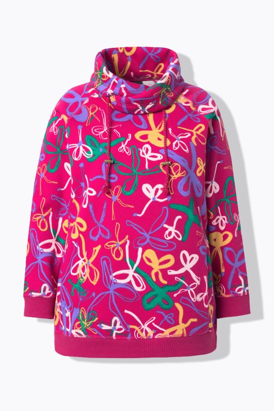 Ribbon Print Turtleneck Sweatshirt
