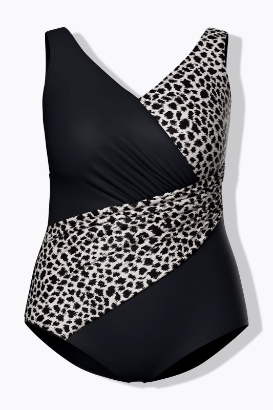 Draped Leopard Print One Piece Swimsuit