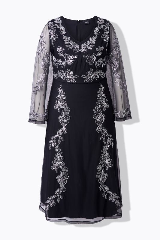 Sequined Floral Embroidery Dress
