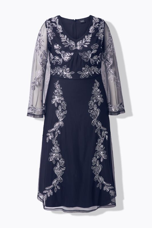 Sequined Floral Embroidery Dress