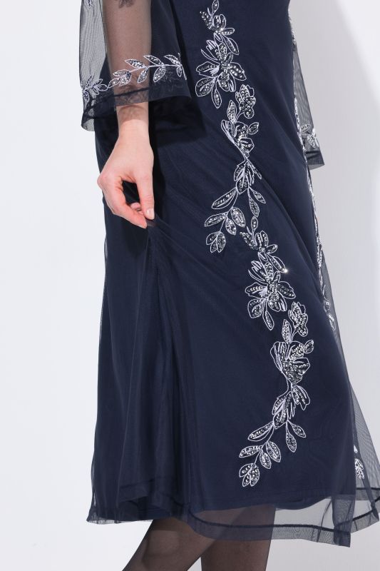 Sequined Floral Embroidery Dress