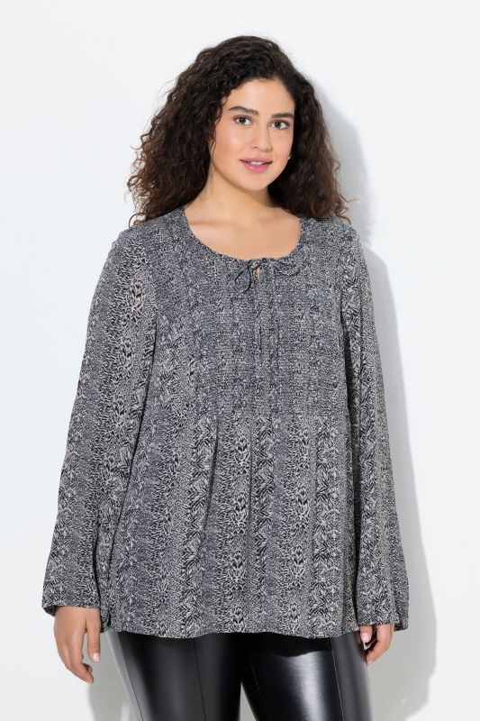 Mixed Pattern Striped Long Sleeve Blouse