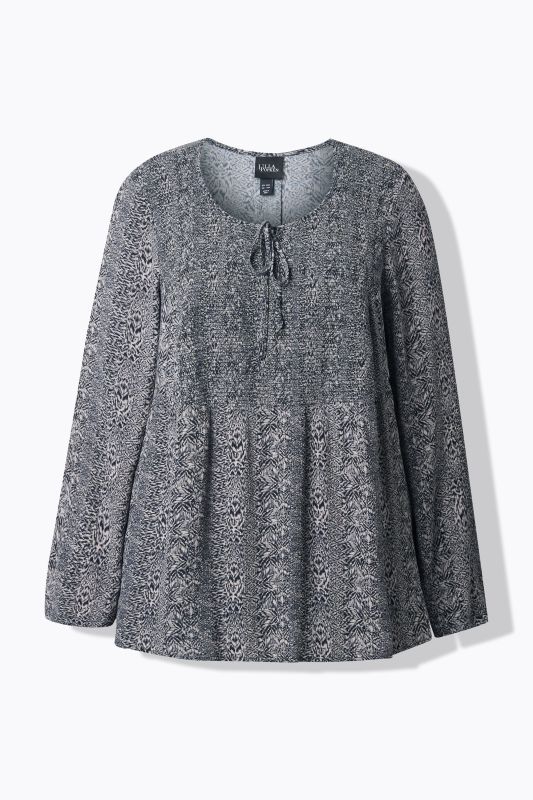 Mixed Pattern Striped Long Sleeve Blouse