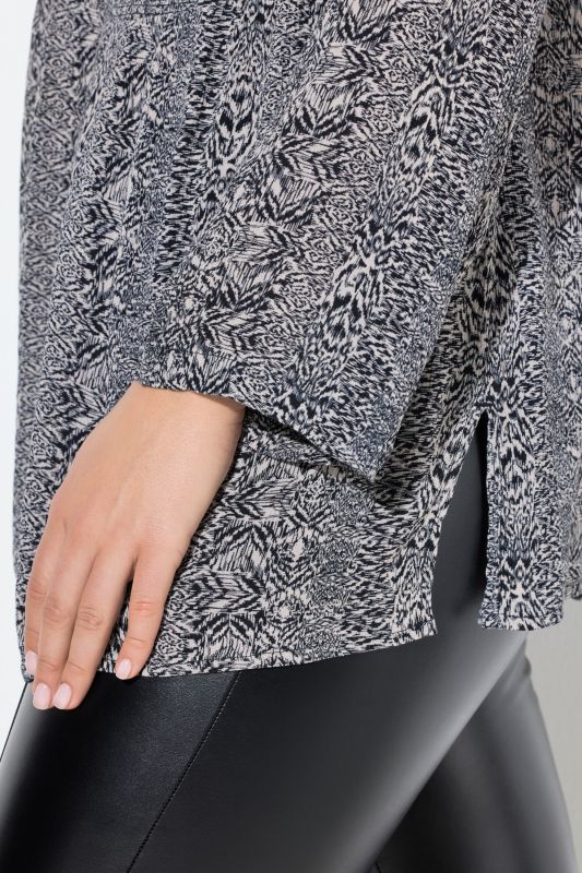 Mixed Pattern Striped Long Sleeve Blouse