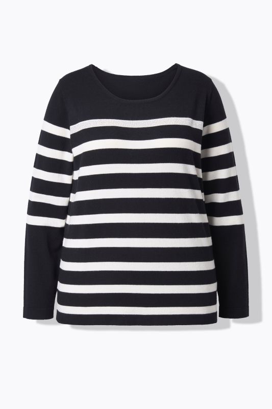 Rhinestone Breton Stripe Long Sleeve Sweater