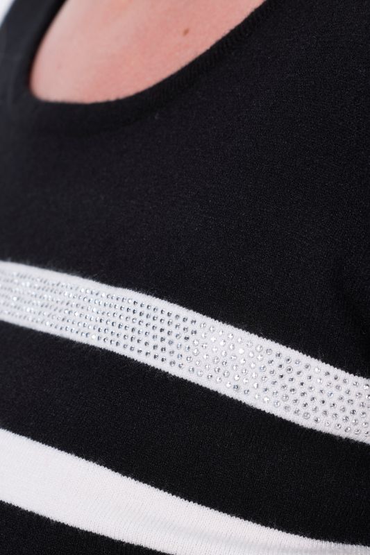 Rhinestone Breton Stripe Long Sleeve Sweater
