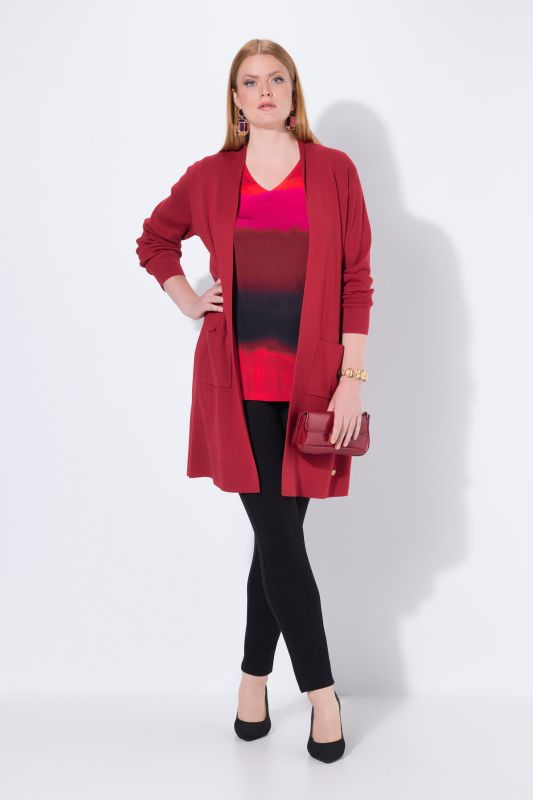 Long Pocket Open Front Cardigan Sweater