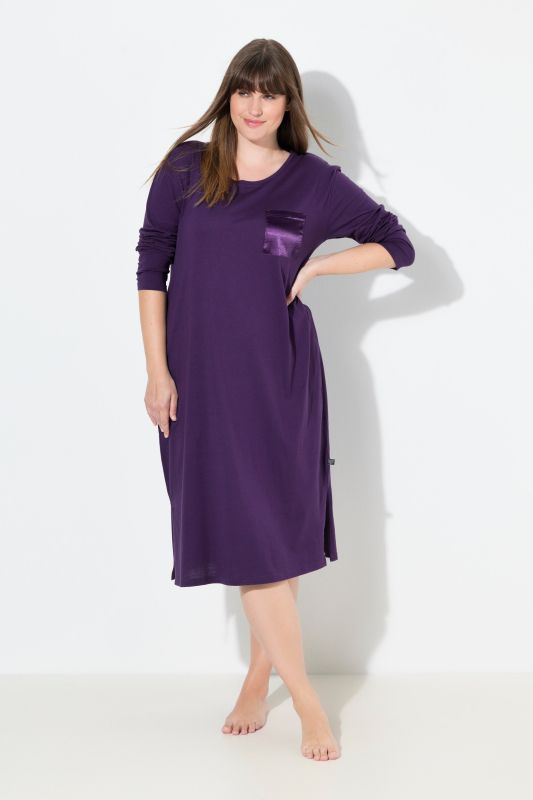 Satin Pocket Long Sleeve Nightgown