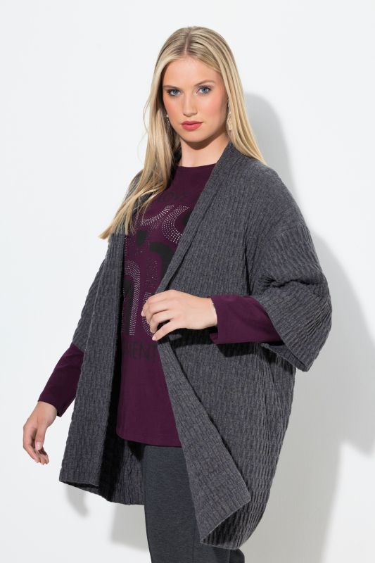 Textured Knit Open Shape Cardigan