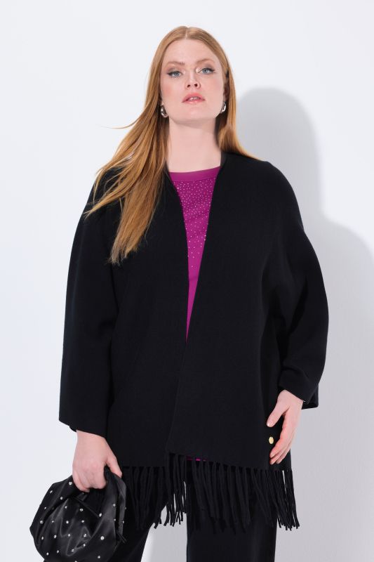 Жилетка плетена с ресни на подгъва