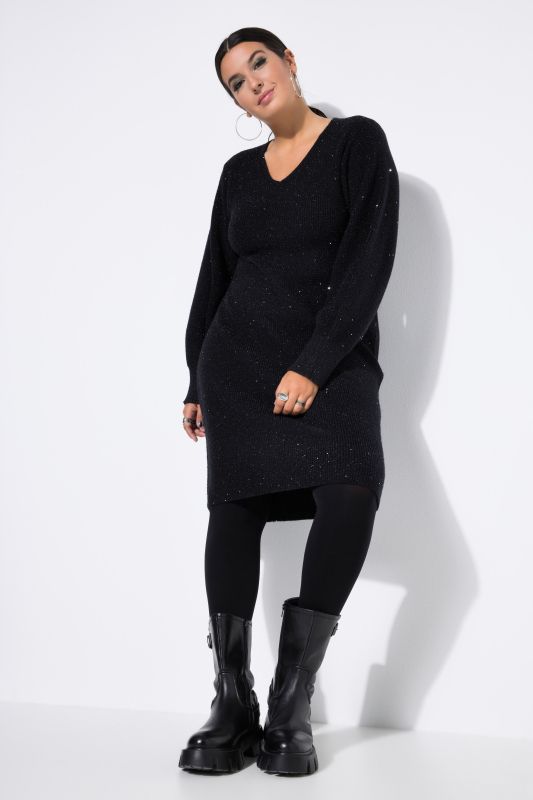 Рокля плетена с бляскав акцент