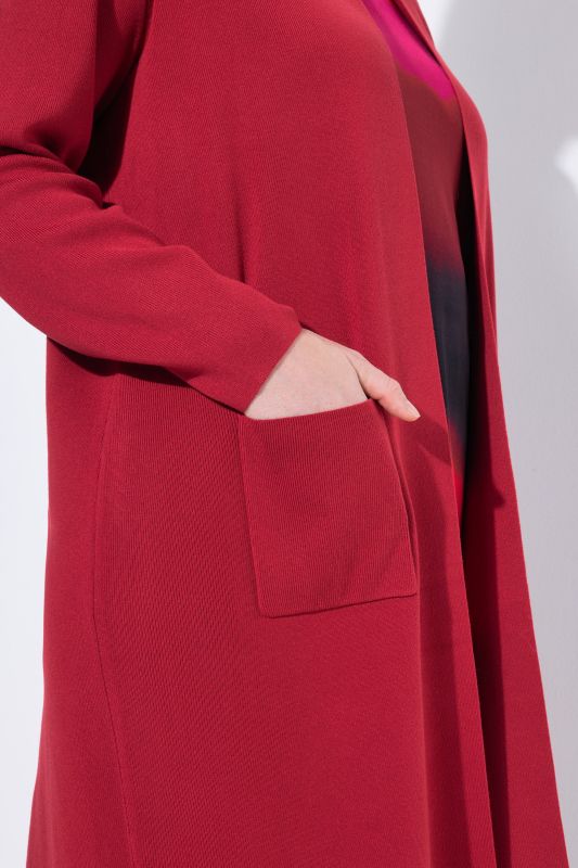 Long Pocket Open Front Cardigan Sweater