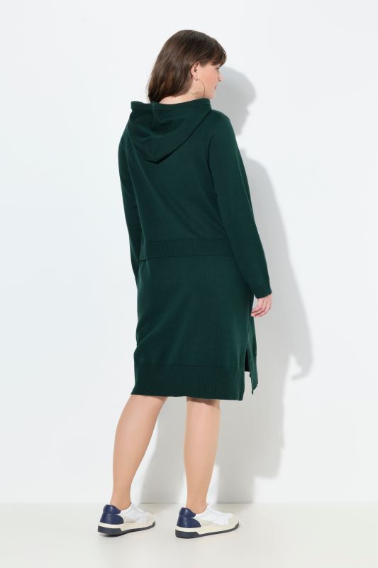 Eco Cotton Layered Look Hooded Knit Dress