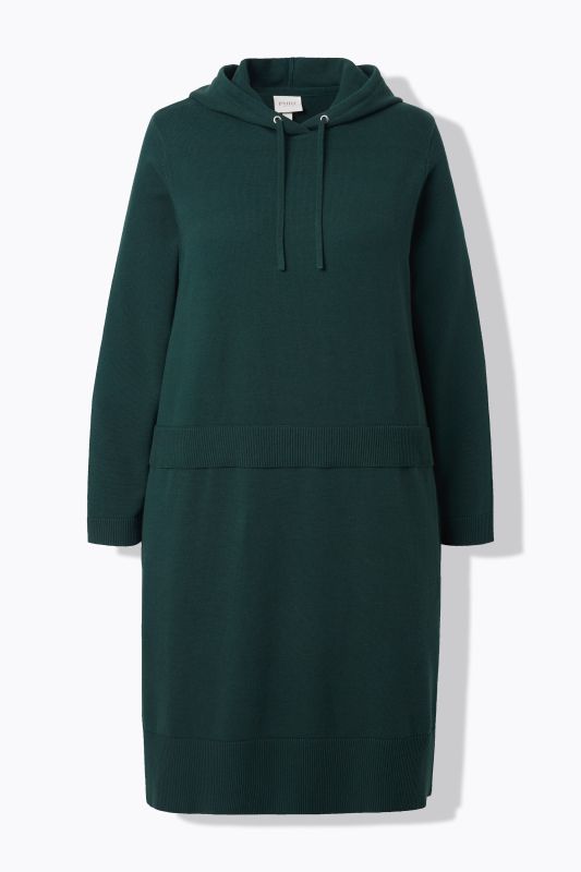 Eco Cotton Layered Look Hooded Knit Dress