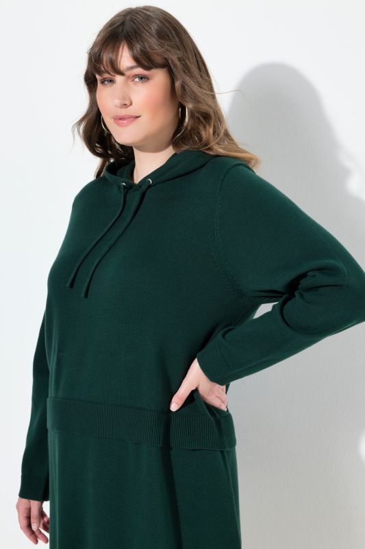 Eco Cotton Layered Look Hooded Knit Dress
