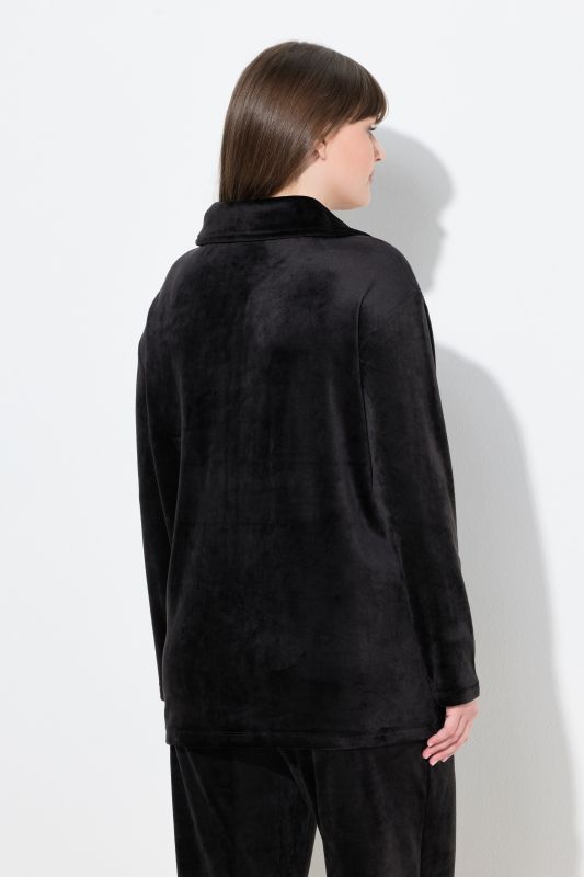 Velour Zip Front Stretch Knit Lounge Jacket