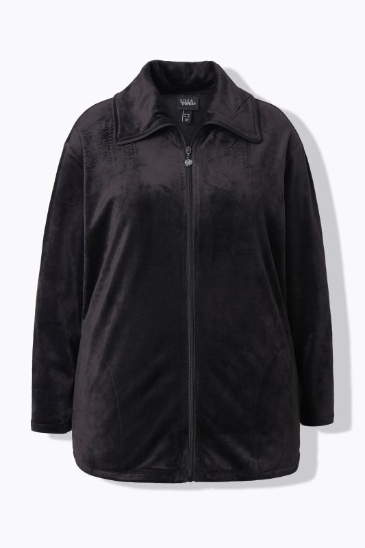 Velour Zip Front Stretch Knit Lounge Jacket