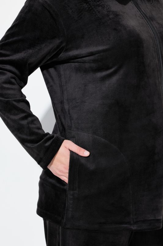 Velour Zip Front Stretch Knit Lounge Jacket