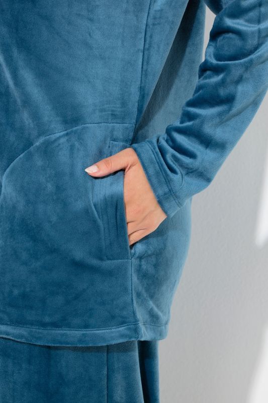 Velour Zip Front Stretch Knit Lounge Jacket