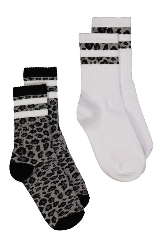 2 Pack of Leopard Detail Sports Socks