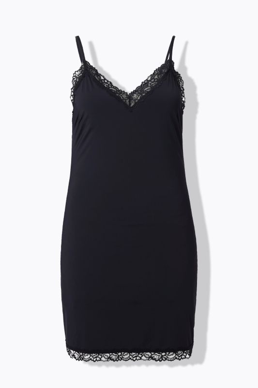 Lace Trim Spaghetti Strap Stretch Knit Slip