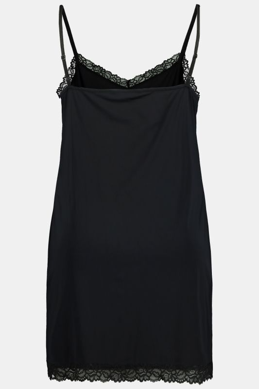 Lace Trim Spaghetti Strap Stretch Knit Slip